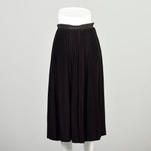 Small 1950s Pleated Skirt Black Classic Full Sweep Rockabilly Pin Up Bombshell Tea Length Midi Skirt - Fashionconservatory.com