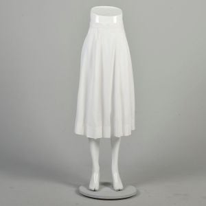 XXS 1950s Linen Skirt White Tea Length Midi A Line Classic Pin Up Rockabilly Timeless Elegant Skirt 