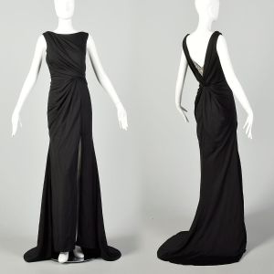 Medium Eleni Elias Black Formal Evening Gown Sleeveless Prom Dress Train