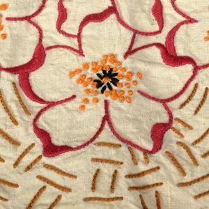1930s Floral Hand Embroidered Full Apron w/Rikrak Details and Pocket - Fashionconservatory.com