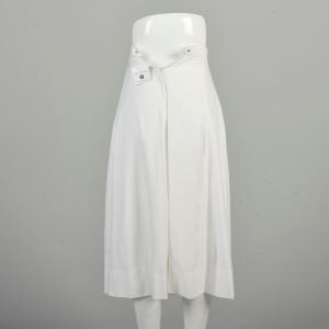 XXS 1950s Linen Skirt White Tea Length Midi A Line Classic Pin Up Rockabilly Timeless Elegant Skirt  - Fashionconservatory.com
