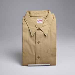 Large 1950s Military Regulation Cotton Poplin Shirt Button Up Long Sleeve Deadstock - Fashionconservatory.com