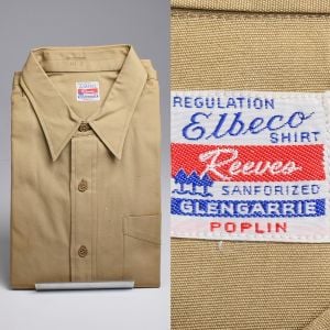 Large 1950s Military Regulation Cotton Poplin Shirt Button Up Long Sleeve Deadstock