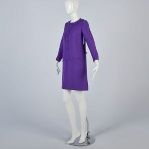 1960s Emanuel Ungaro Couture Space Age Mod Purple Mini Dress Archival Designer - Fashionconservatory.com