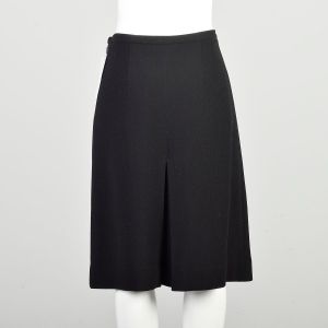 XL 2000s Wool Skirt Black A Line Pleated Flare Knee Length Sequin Flower Applique´ Etcetera Skirt  - Fashionconservatory.com