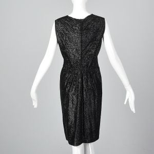 Large 1960s Black Paisley Lurex Dress Sleeveless  - Fashionconservatory.com