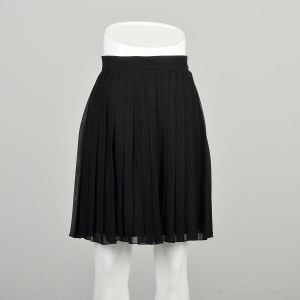Small 1990s Silk Skirt Black Pleated Elegant Formal Evening Short Mini Skirt Oleg Cassini Black Tie  - Fashionconservatory.com