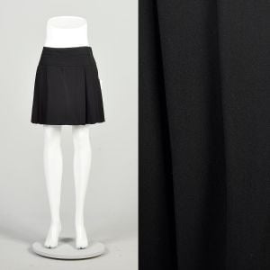 Medium 2000s Jean Paul Gaultier Wool Skirt Black Faux Welt Pocket Pleated Micro Mini Designer Skirt 