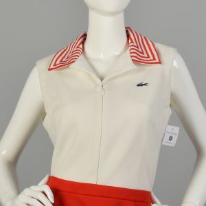 L | 1970s David Crystal Red & White Romper and Skirt Sportswear Set  - Fashionconservatory.com