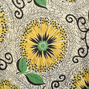Floral Novelty Print Yellow Sunflower Apron Smock w/Green Trim and Tie back waist - Fashionconservatory.com
