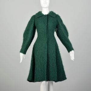 XS F/W 2007 Alberta Ferretti Green Princess Coat Lightweight Mohair Outerwear