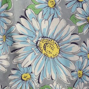 1940s Novelty Blue & Yellow Daisy Print Full Apron Art Smock w/Pockets - Fashionconservatory.com