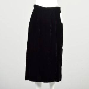 Large 1950s Black Velvet Skirt Pencil Midi Classic Elegant Formal Skirt  - Fashionconservatory.com