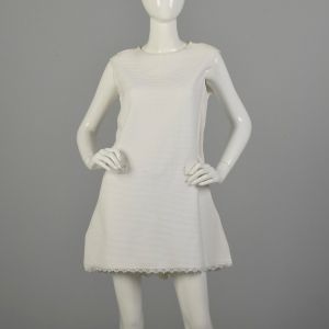 Medium 1960s Romper Tennis Playsuit White Waffle Textile