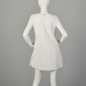 Medium 1960s Romper Tennis Playsuit White Waffle Textile - Fashionconservatory.com