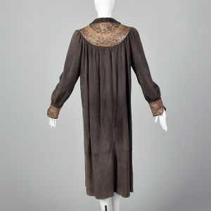 Small 1980s Thormahlen Coat Suede Snakeskin Trim Outerwear - Fashionconservatory.com