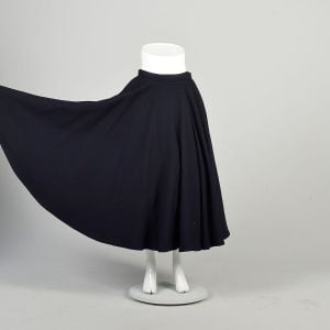 Medium 1950s Navy Blue Circle Skirt Wool Blend Full Sweep Maxi Classic Solid Medium Weight Skirt  - Fashionconservatory.com