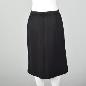 Large 1960s Skirt Black Faille Rockabilly Pinup Knee Length Skirt - Fashionconservatory.com