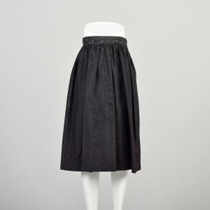 Small 1980s Black Taffeta Skirt Evan-Picone Saks Fifth Avenue Full Skirt Pockets Knee Length Formal  - Fashionconservatory.com