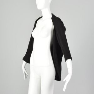 Small 1990s Yohji Yamamoto Black Sweater Designer Avant Garde Minimalist Open Wool Cardigan  - Fashionconservatory.com