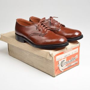 1950s Brown Leather Endicott Johnson Derby Lace-Up Crusader Deadstock Shoes