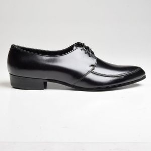 Sz13 1960s Black Leather Derby Shoe Tru-Flex Classic Lace-up Shoe Deadstock - Fashionconservatory.com