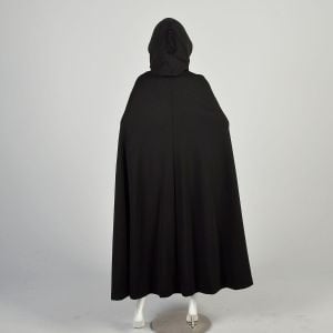 OSFM Black Knit Cape Hooded with Tassel Medium Weight Witch Fairy Gothic Opera Cloak Overcoat - Fashionconservatory.com