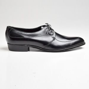 Sz11 1960s Black Leather Tru-Flex Derby Vintage Lace-Up Deadstock Shoes - Fashionconservatory.com