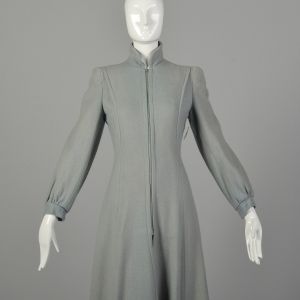 XXS/XS | 1940s Dusty Blue Wool Zip Front Winter Coat