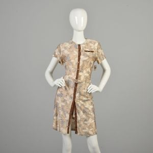  1970s Medium Set Butterfly Buttoned Romper and Skirt Outfit Two Piece Set - Fashionconservatory.com