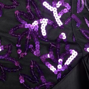 M/L | 1980s Nadine Strapless Black and Purple Sequined Party Cocktail Dress - Fashionconservatory.com
