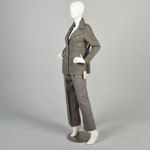 Medium 1970s Rainbow Tween Chevron Pants Suit with Matching Gold Buttoned Jacket - Fashionconservatory.com