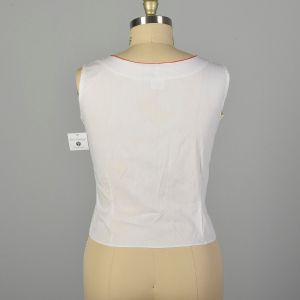 XL 1950s Shirt White Sleeveless Lightweight Summer - Fashionconservatory.com