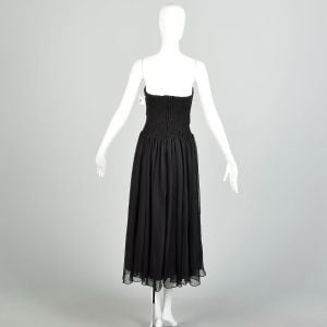 Small 1980s Black Strapless Rhinestone Semi-Sheer Skirt Prom Dress - Fashionconservatory.com