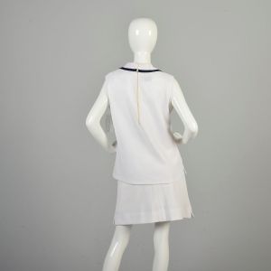 XL 1970s White Tennis Outfit Red Black Stripe Haymaker Sleeveless Polo Top Mini Skirt w/ Shorts Set - Fashionconservatory.com