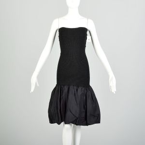 Medium 1980s Black Strapless Bodycon Mermaid Tube Prom Dress