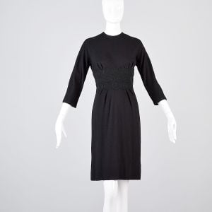 1950s Little Black Dress Bracelet Sleeve Cocktail Wiggle LBD