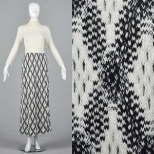 XS 1970s Mollie Parnis Boutique White Long Sleeve Knit Maxi Dress 