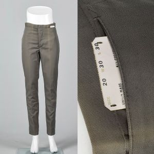 Small 1960s Mens Pants Green Faded Deadstock Trousers