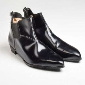 Sz 11 1960s Deadstock Black Leather Chelsea Style Beatle Boots - Fashionconservatory.com
