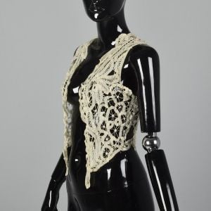 XS Antique Lace Vest Boho Antique Lacework Open Front Wedding  - Fashionconservatory.com