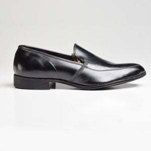 Sz6.5 1960s Black Leather Loafers Deadstock Vintage Slip-On Shoes - Fashionconservatory.com