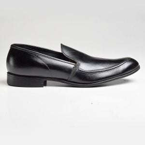 Sz10.5 1960s Black Textured Leather Loafers Casual Vintage Slip-On Deadstock Shoes