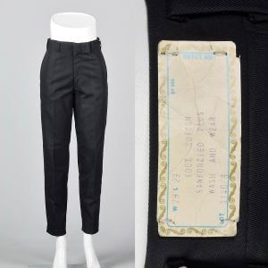 Small 1960s Mens Pants Black Deadstock Trousers