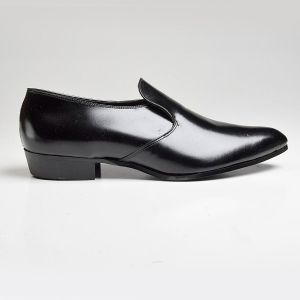 Sz11 1960s Black Leather Pumps Tru-Flex Slip-On Loafers Vintage Deadstock Shoes