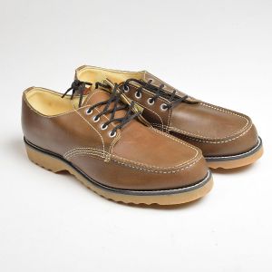 Sz9.5 1960s Brown Leather Work Shoes Steel Shank White Stitching Oil Resistant Deadstock  - Fashionconservatory.com