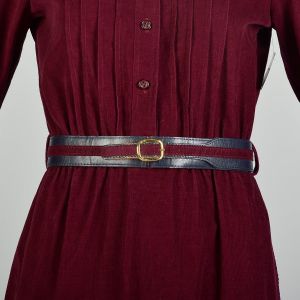 S | Sasson Burgundy Corduroy Dress with Matching Belt  - Fashionconservatory.com