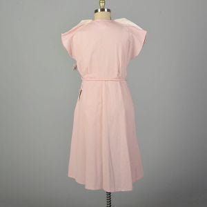 XXL 1950s Pink Day Dress Cotton Short Sleeves Deadstock Summer Casual - Fashionconservatory.com