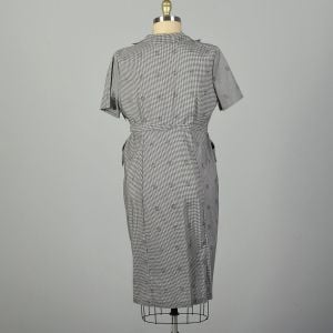XXL 1950s Dress Black Checkered Short Sleeve Waist Belt - Fashionconservatory.com