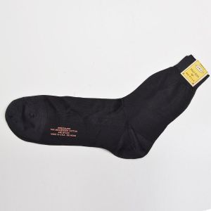 Deadstock 1950s Men's Silky Feel Sock Black Nylon Top Cotton Heel Rib Knit Sheer Irregulars  - Fashionconservatory.com
